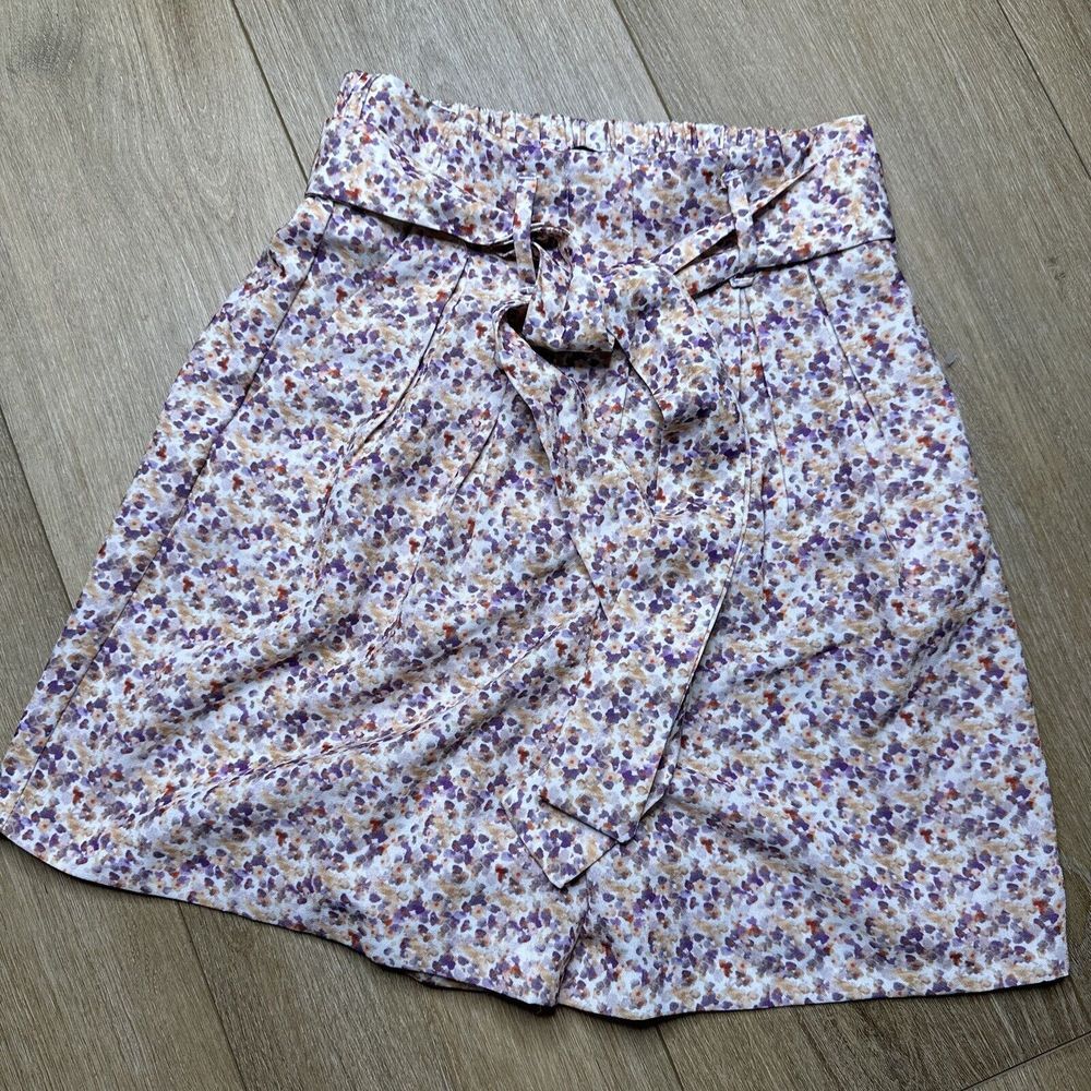 Zara‎ Women's Floral Pattern Skort Tie Elastic Waist Zip Flare NWOT Size XS